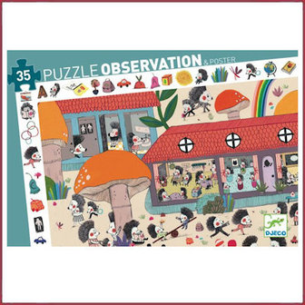 Observatie Puzzel Egeltjes school (35st.) / Djeco
