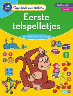 Oefenboek met stickers - Eerste telspelletjes 5-6 jaar 3de kleuterklas groep 2.
