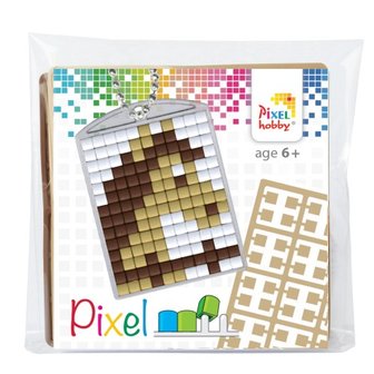 Pixel Medaillon sleutelhanger paard / Pixelhobby