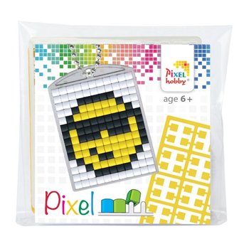 Pixel Medaillon sleutelhanger Smiley / Pixelhobby