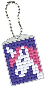 Pixel Medaillon sleutelhanger Eenhoorn met roze manen / Pixelhobby