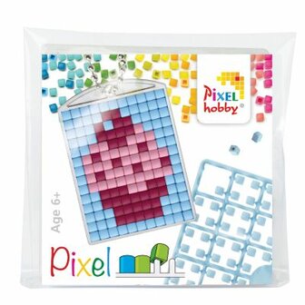 Pixel Medaillon sleutelhanger Cupcake / Pixelhobby