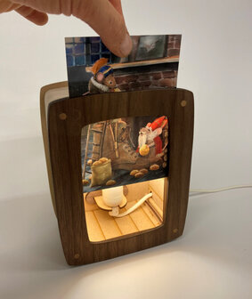 Luxe houten Ansichtkaartenlamp - Notenhout / Het Houtlokael