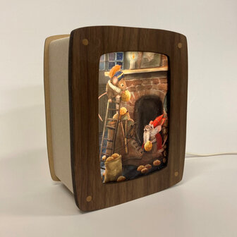 Luze houten Ansichtkaartenlamp - notenhout / Het Houtlokael