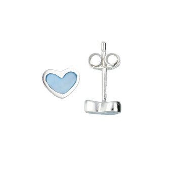 Zilveren kinderoorknopjes - blauw hart / Lilly