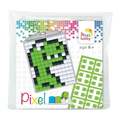 Pixel Medaillon sleutelhanger Dino / Pixelhobby