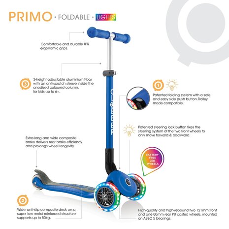 Primo Foldable Lights step blue (3-8 jaar) / Globber 3