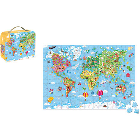 Puzzelkoffer - Wereld giant (300st) / Janod