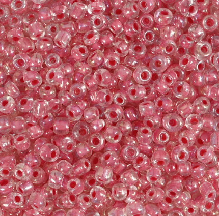 Rocailles kralen, d 3 mm roze kern