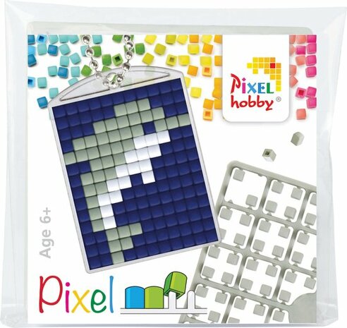 Pixel Medaillon sleutelhanger Tropical Dolfijn / Pixelhobby