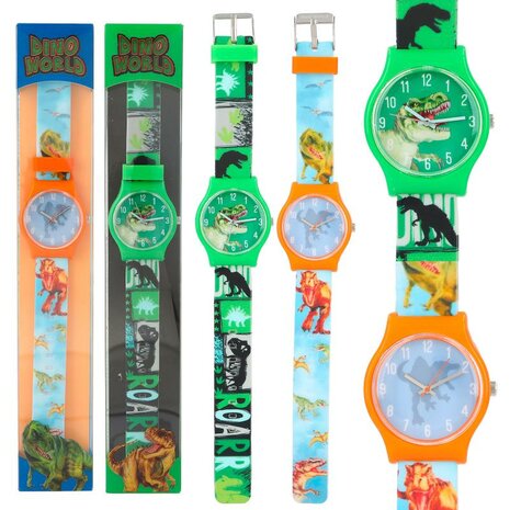 Dino horloge (oranje/groen assorti"/ Dino World