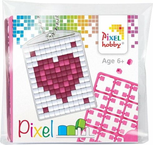 Pixel Medaillon sleutelhanger  hart in hart / Pixelhobby