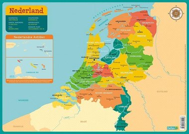 Educatieve onderlegger - Kaart Nederland / Deltas