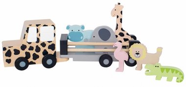 Houten Jeep Safari met dieren/ JaBaDaBaDo