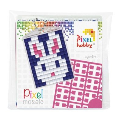 Pixel Medaillon sleutelhanger Konijn / Pixelhobby