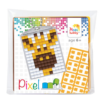 Pixel Medaillon sleutelhanger Giraf / Pixelhobby