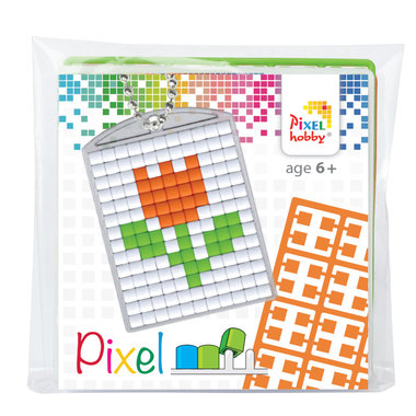 Pixel Medaillon sleutelhanger Tulp / Pixelhobby