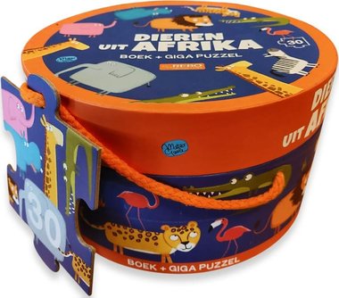Boek + giga puzzel (30 st) - Dieren uit Afrika / Rebo