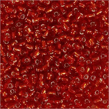 Rocailles kralen, d 3 mm, Metallic Red