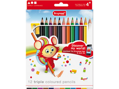 12 kleurpotloden triple coloured pencils / Bruynzeel